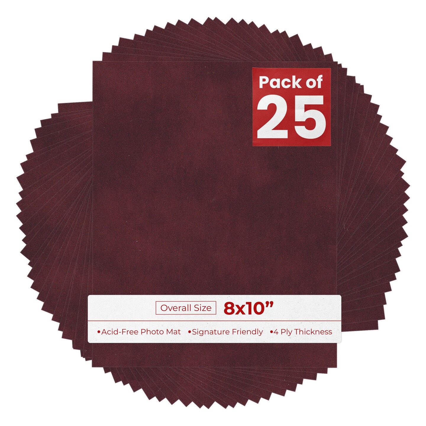 Dark Red Suede 8x10 Uncut Mat Board - Blank Sheets, No Opening