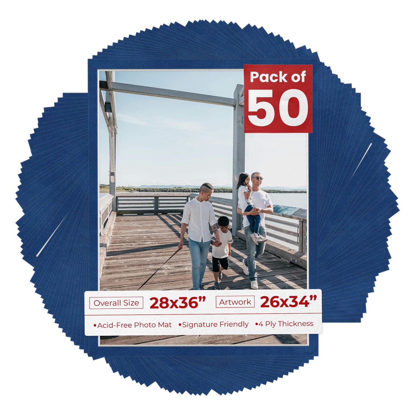 Brooke Blue Suede Mat Board for 28x36 Frames - Fits 26x34 Photos, Color ...