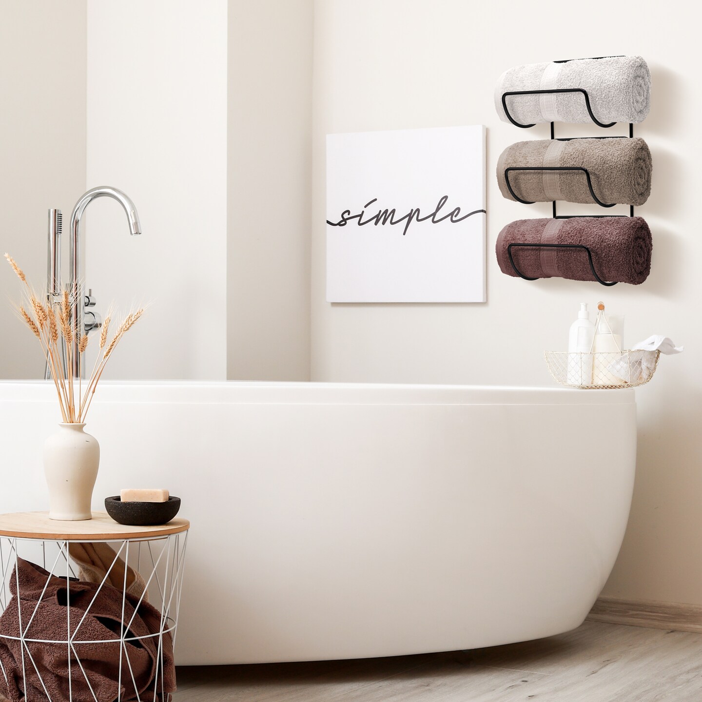 Sorbus Metal Wall Mounted Bathroom Towel Rack - Organizer for Towels, Washcloths, Hand Towels, Linens, Ideal for Bathroom, Spa, Salon
