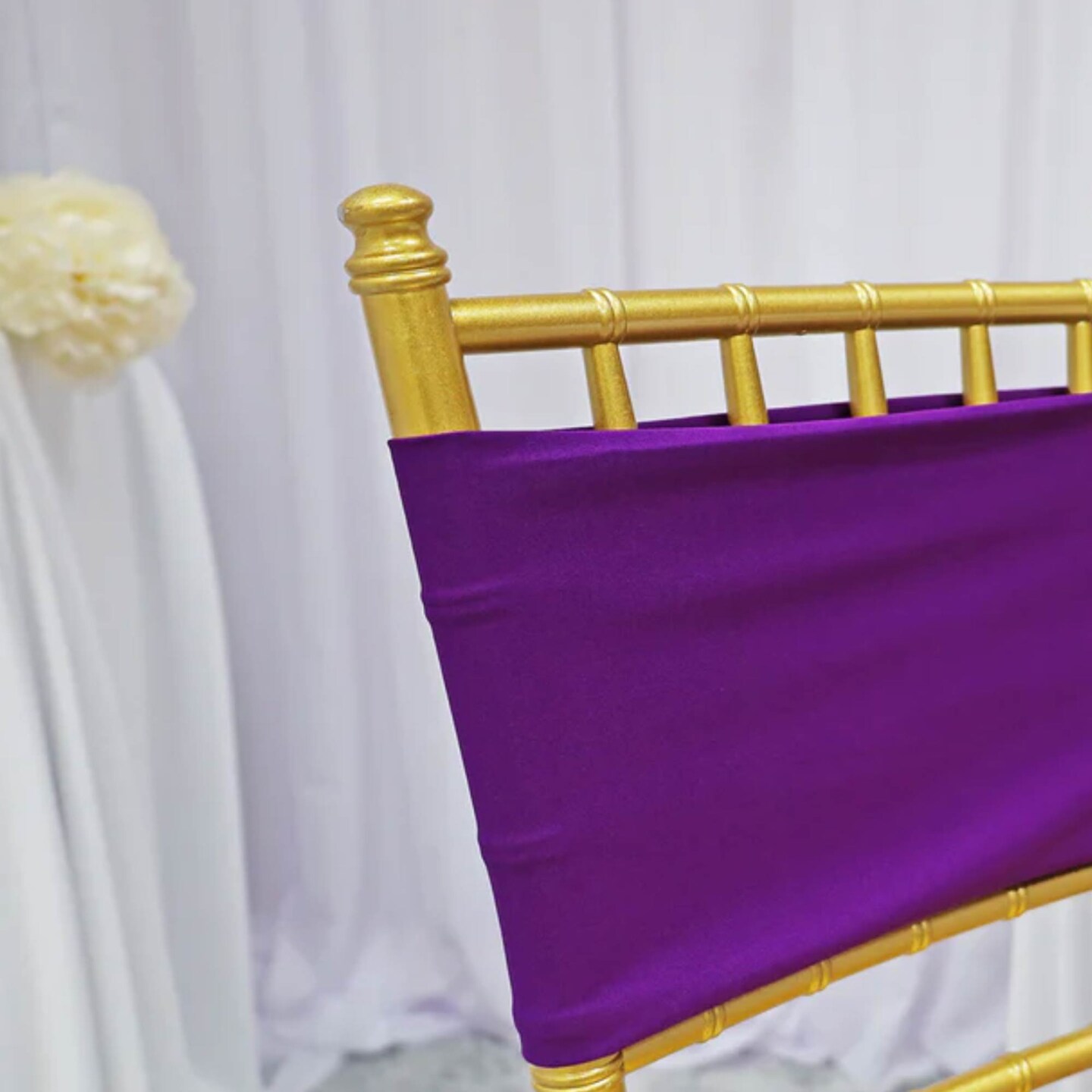 10 Pieces Stretchy Elegant Purple Spandex Chair Bands 7 x 13 Inches