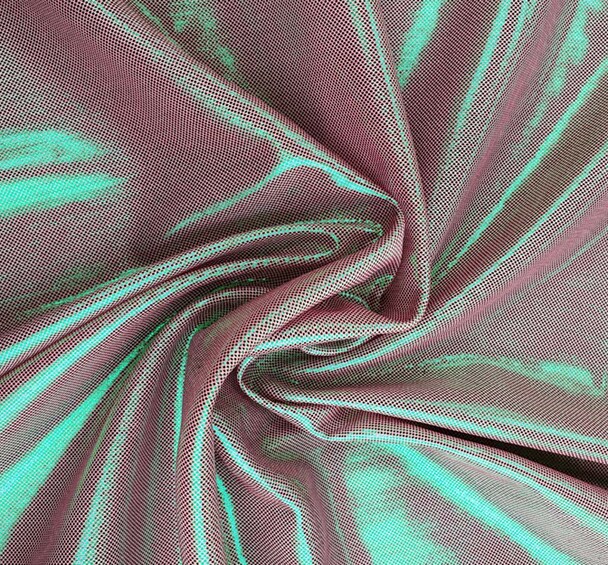 1 Yard Computer Foil Fabric Pink/Green 100% Polyester, Lightweight Apparel Fabric 44/45&#x22; Width
