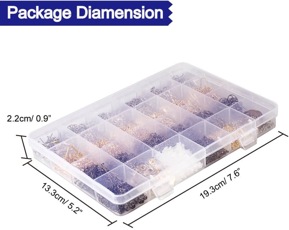 2880 Pcs Jewelry Making Findings Supplies Kit (Clear,Gold,Bronze,Silver)