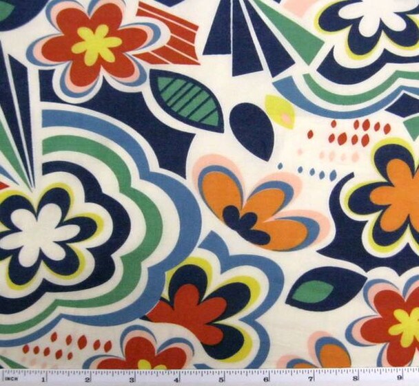 1 Yard Cotton Voile Fabric Multicolor Print 56/58" Width Lightweight Apparel Fabric