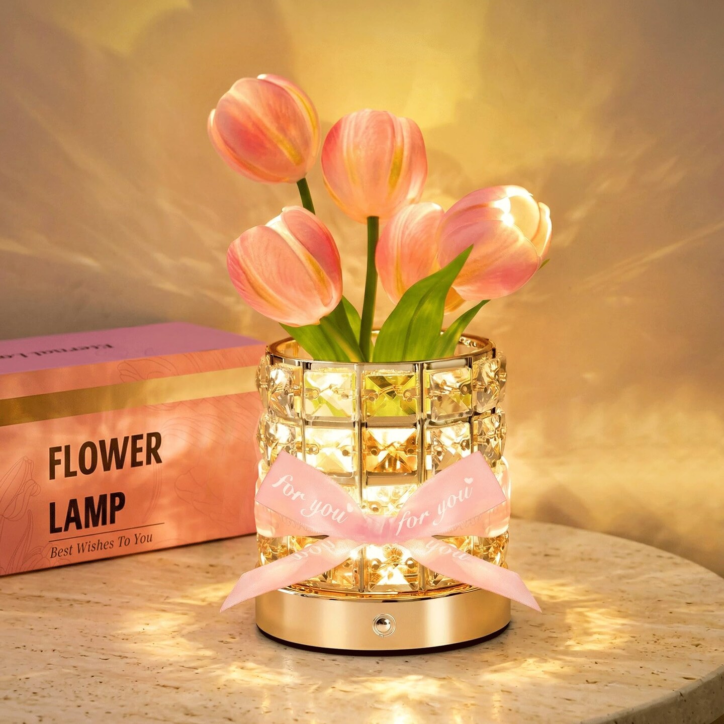 Tulip Flower Lamp, Mothers Day Gifts | USB Rechargeable Cordless Night Light | Touch Control | 3-Color Adjustable Dimming | Mothers Day Gift for Mom, Birthday Gift for Women, Home Decor