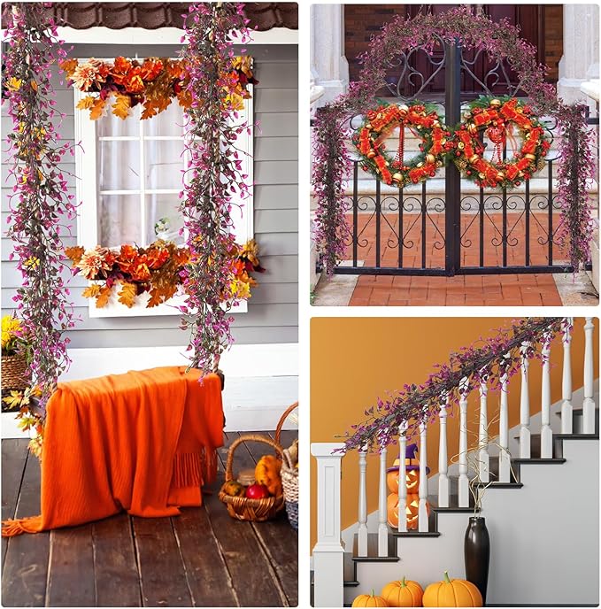 Artificial Vines Ivy Garland, 2Pcs 6Ft Fake Eucalyptus Leaves Greenery UV Resistant Faux Hanging Vine Plants Indoor Outdoor Home Garden Christmas Wedding Birthday Party Arch Decor(Fuchsia)