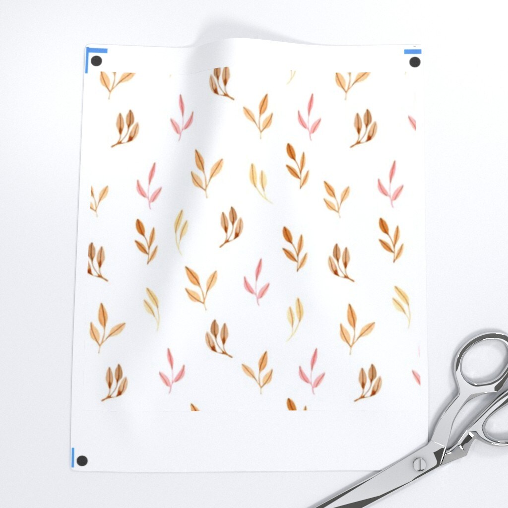 Boho Leaves Terracotta Mustard Gold Hand Painted Custom Printed Fabric by Spoonflower Various Fabrics by the Yard or Fat Quarter