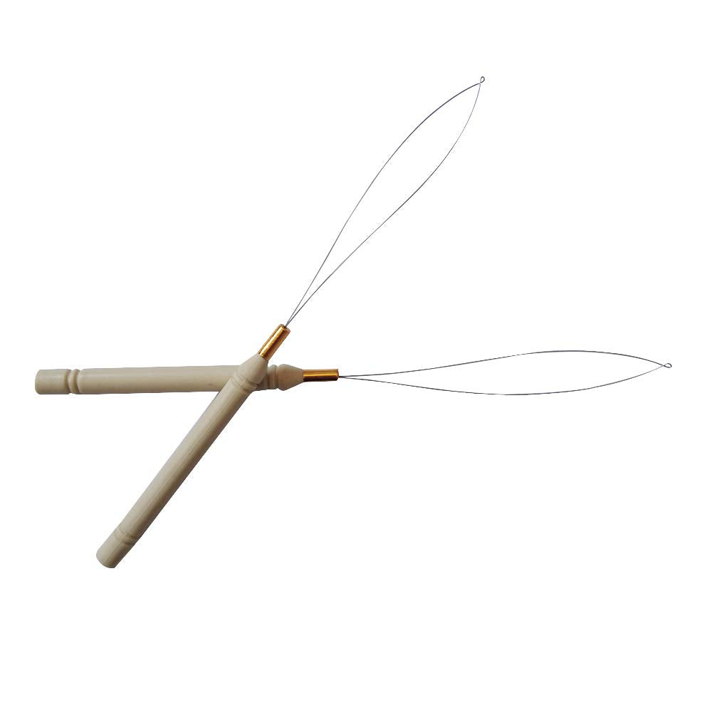 6 Pcs Hair Extension Loop Needle Threader Wire Pulling Hook Tool Micro Rings Nano Beads Device Tool for Hair or Feathers Extensions