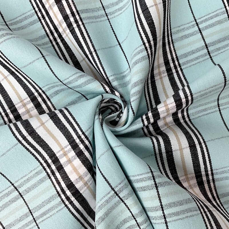 Blue-Multi Cotton Spandex Plaid Twill Woven Fabric By the Yard