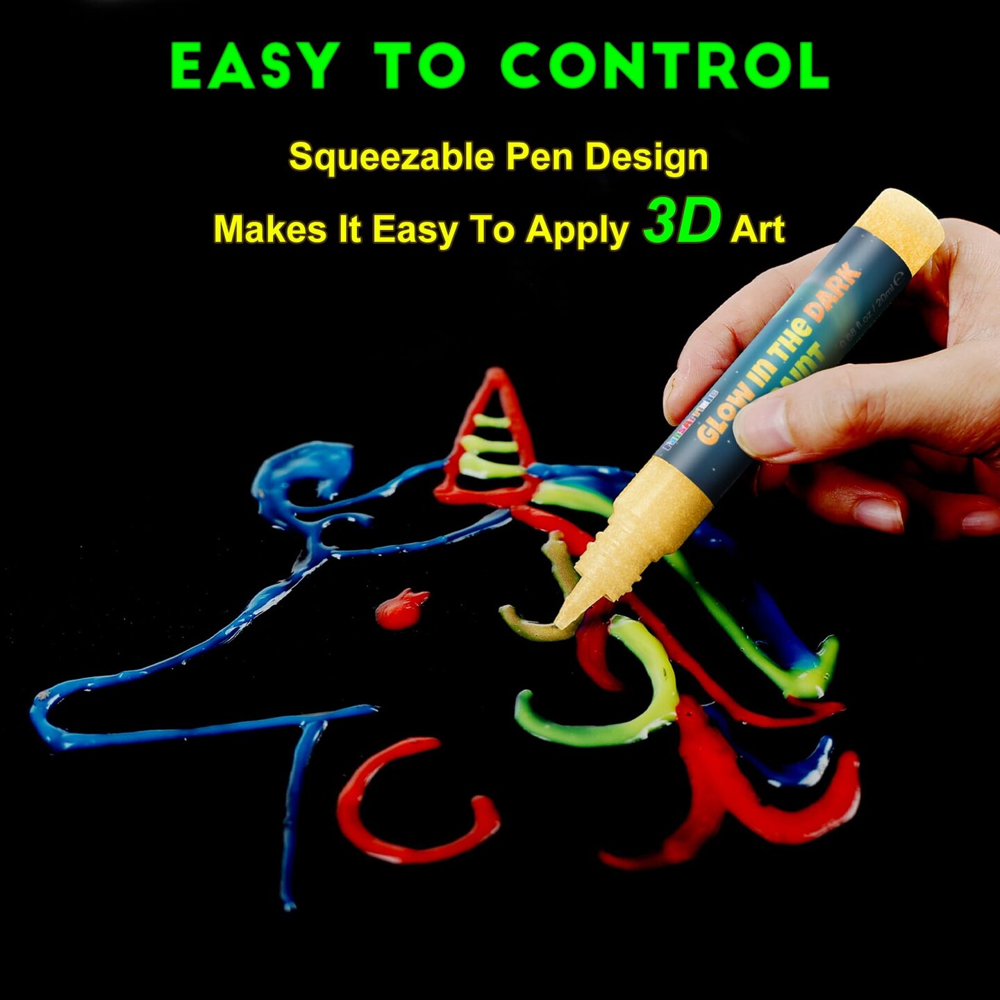 Glow in the Dark Fabric Paint, 32 Colors Neon Acrylic Paint for DIY Crafts, Halloween, Christmas Decorations, Luminous Paint for Clothes, Wood, Canvas, Rock, 20 ml/Bottle