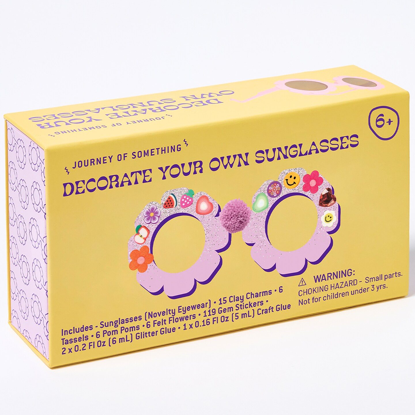 Journey of Something: Decorate Your Own Sunglasses - Flower Eyewear, DIY Craft Kit, Novelty Wearable Art, Charms-Poms-Tassels-Stickers-Glitter, Kid 6+