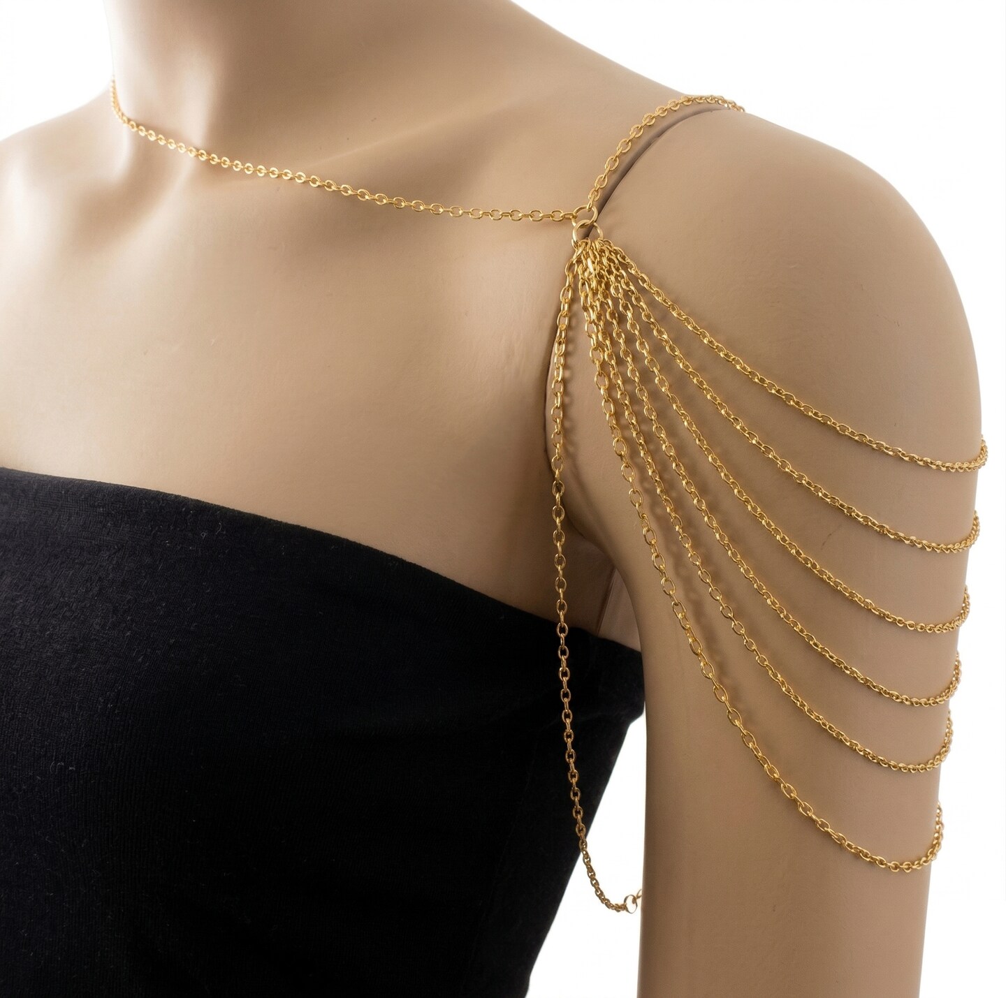 Cascading Six Strand Shoulder Chain Available in 7 Colors