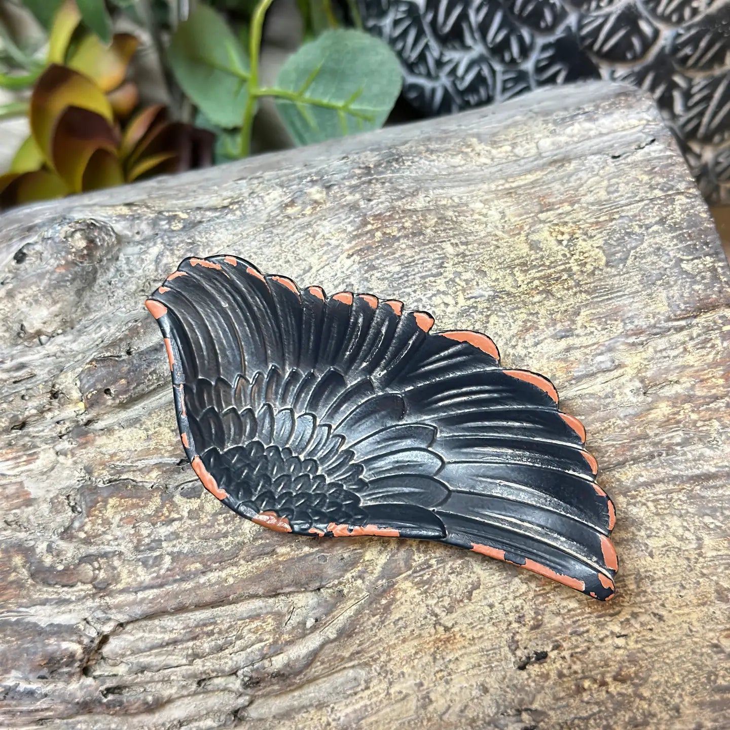 Iron Wing Tray Rustic Black Decorative Trinket Dish Small Accent Decor