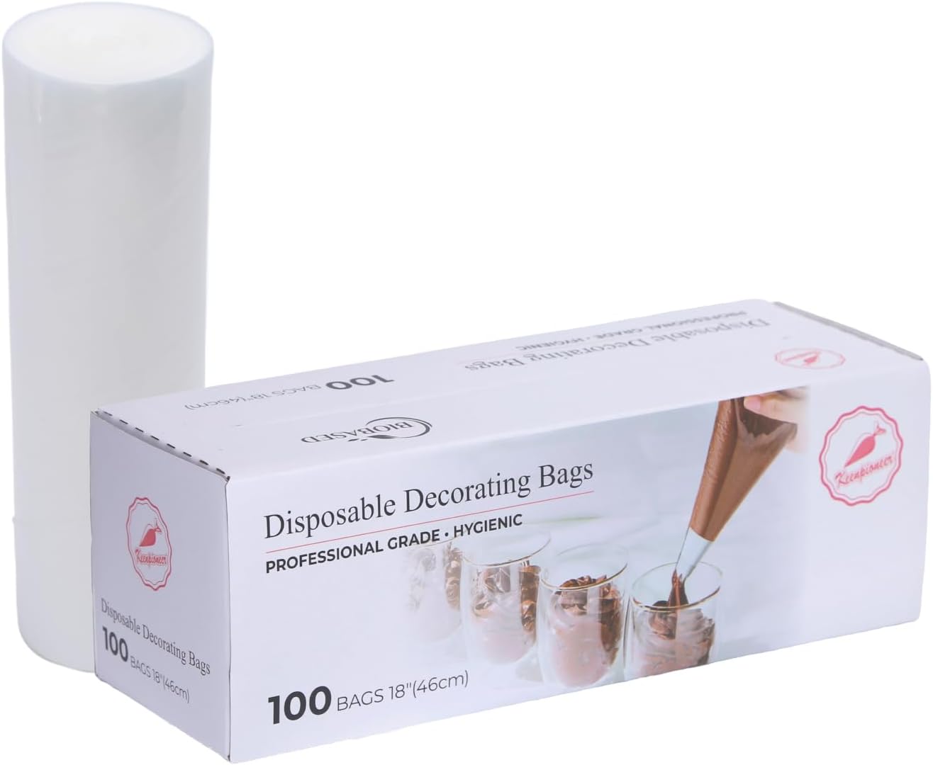 100-Pack 18-Inch Disposable Piping Bags – Large Capacity Biobased Pastry Bags for Cake Decorating, Icing, Frosting, and Baking