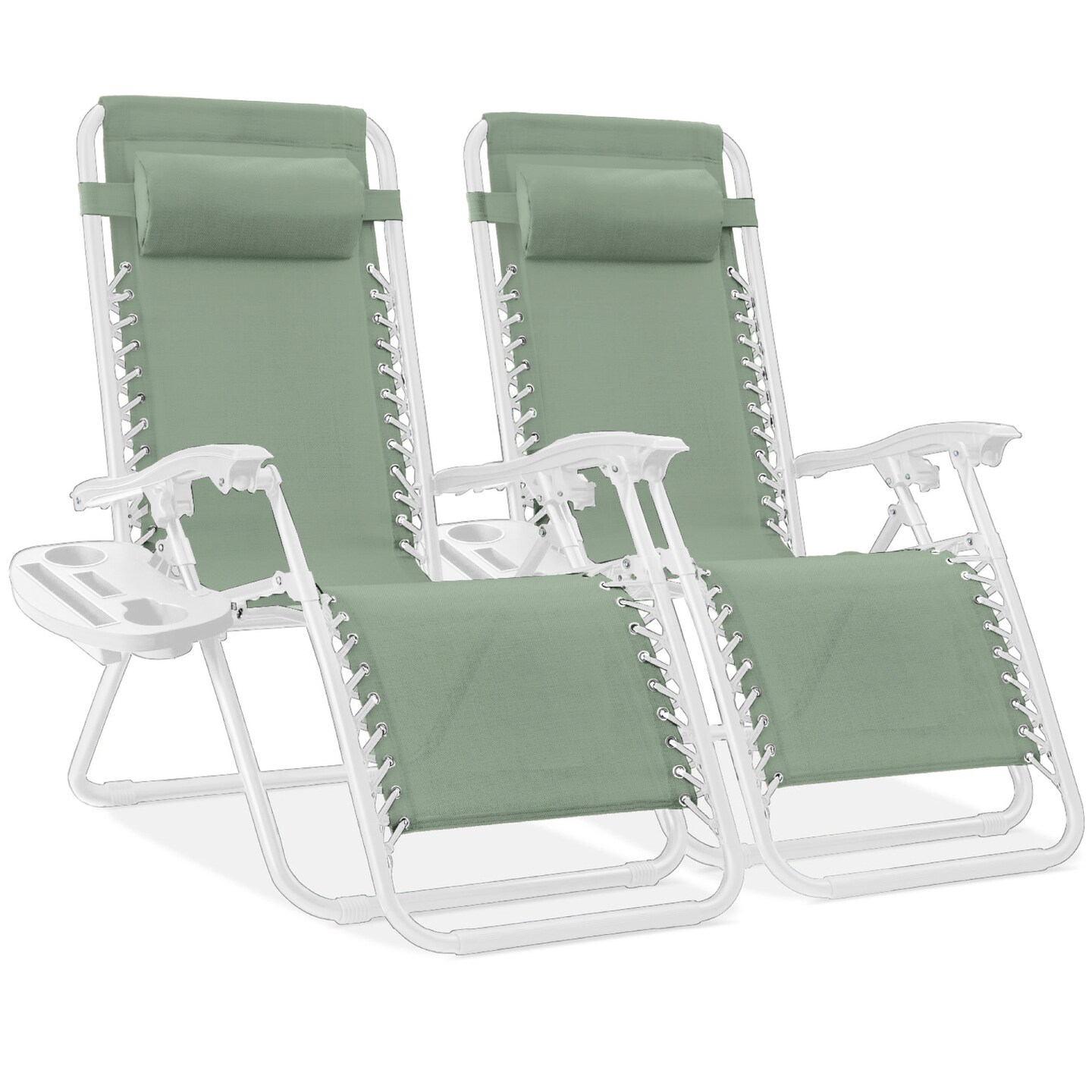 Best Choice Products Set of 2 Zero Gravity Lounge Chair Recliners for Patio, Pool w/ Cup Holder Tray