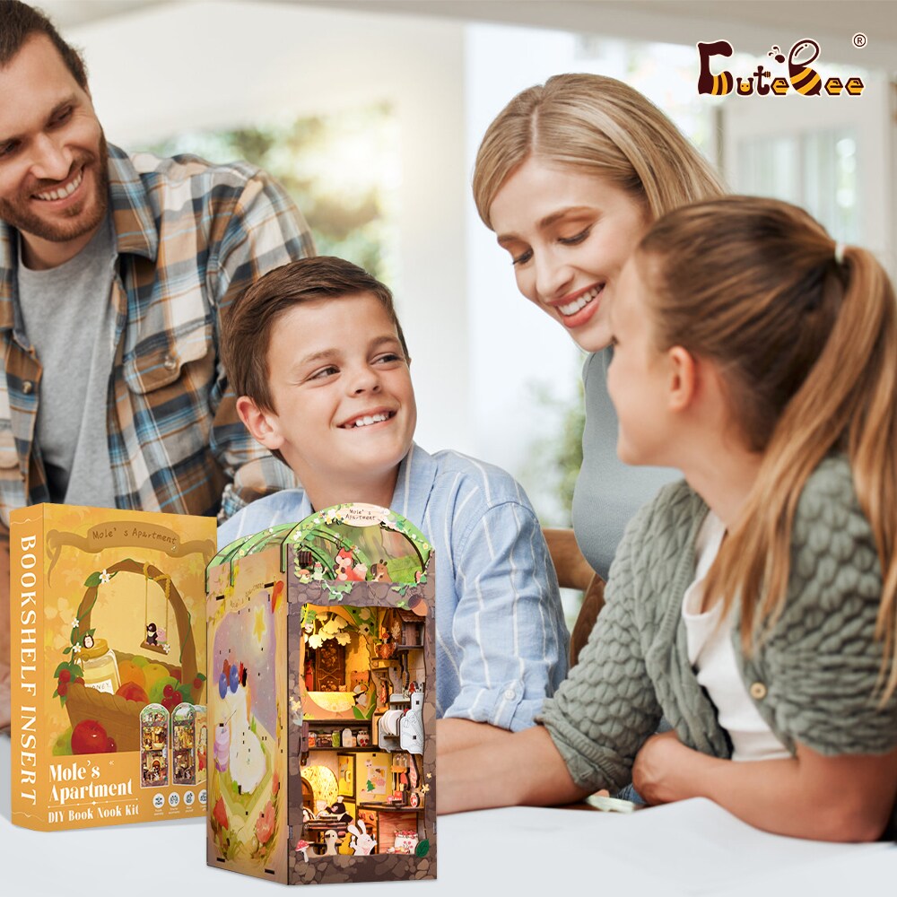 CUTEBEE Book Nook Kit Mole's Apartment Diy Miniature House Shelf Insert Kit