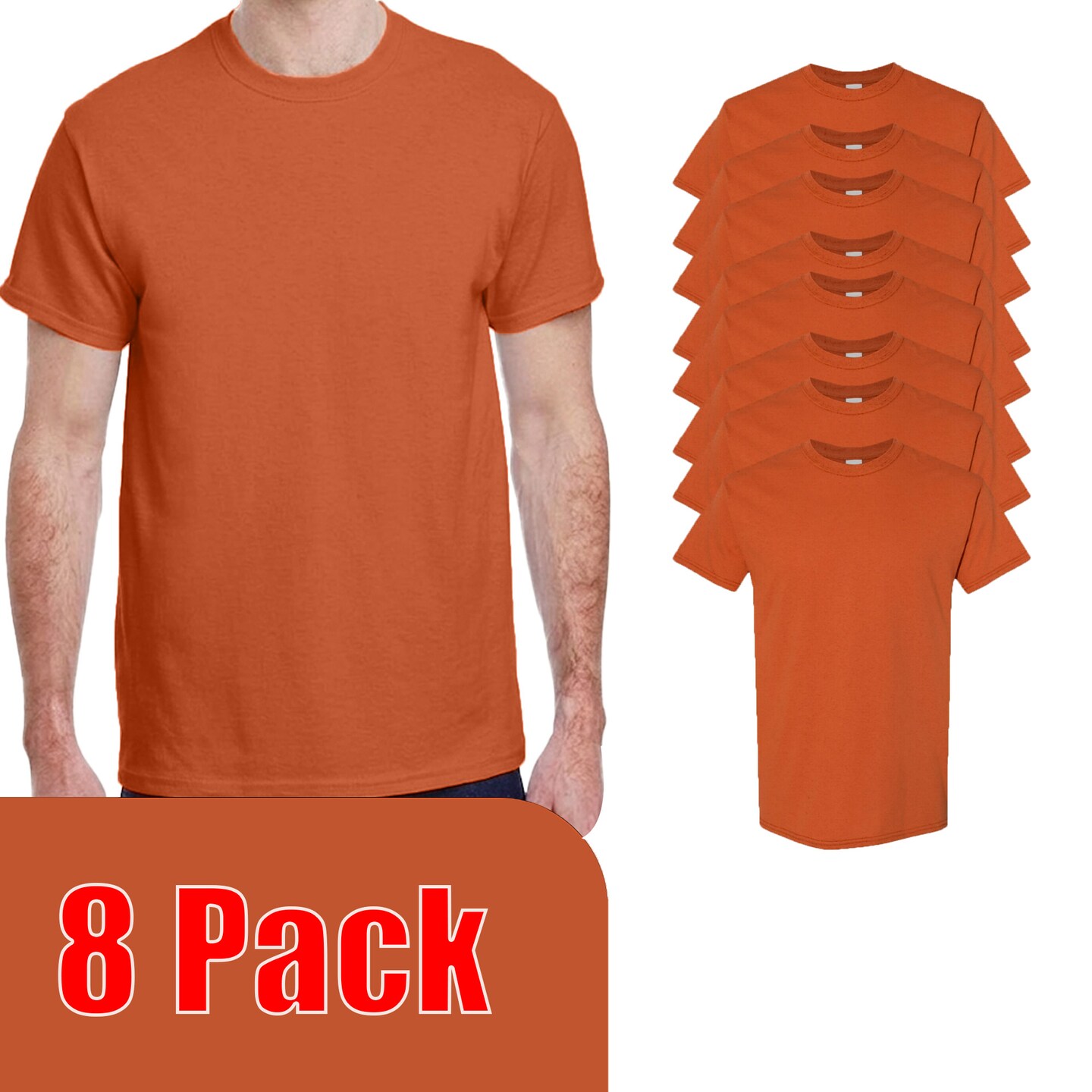 Gildan Heavy Cotton Short Sleeve T-Shirt Pack for Cricut, Texas Orange Crewneck Tee (S–5XL)