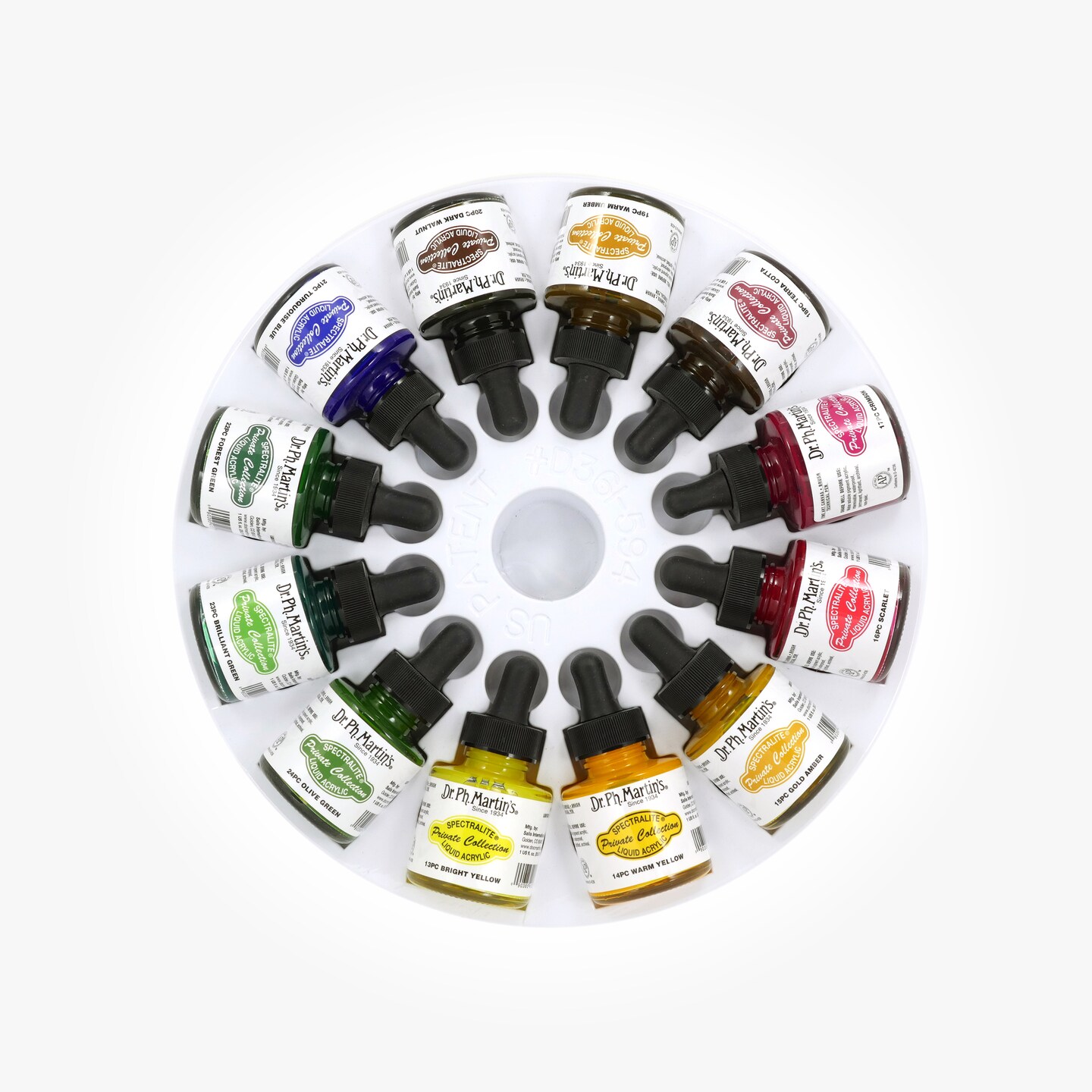 Dr. Ph. Martin's® Spectralite Private Collection Liquid Acrylics, 1.0 US fl oz, Set 2, 1 Set of 12 Bottles