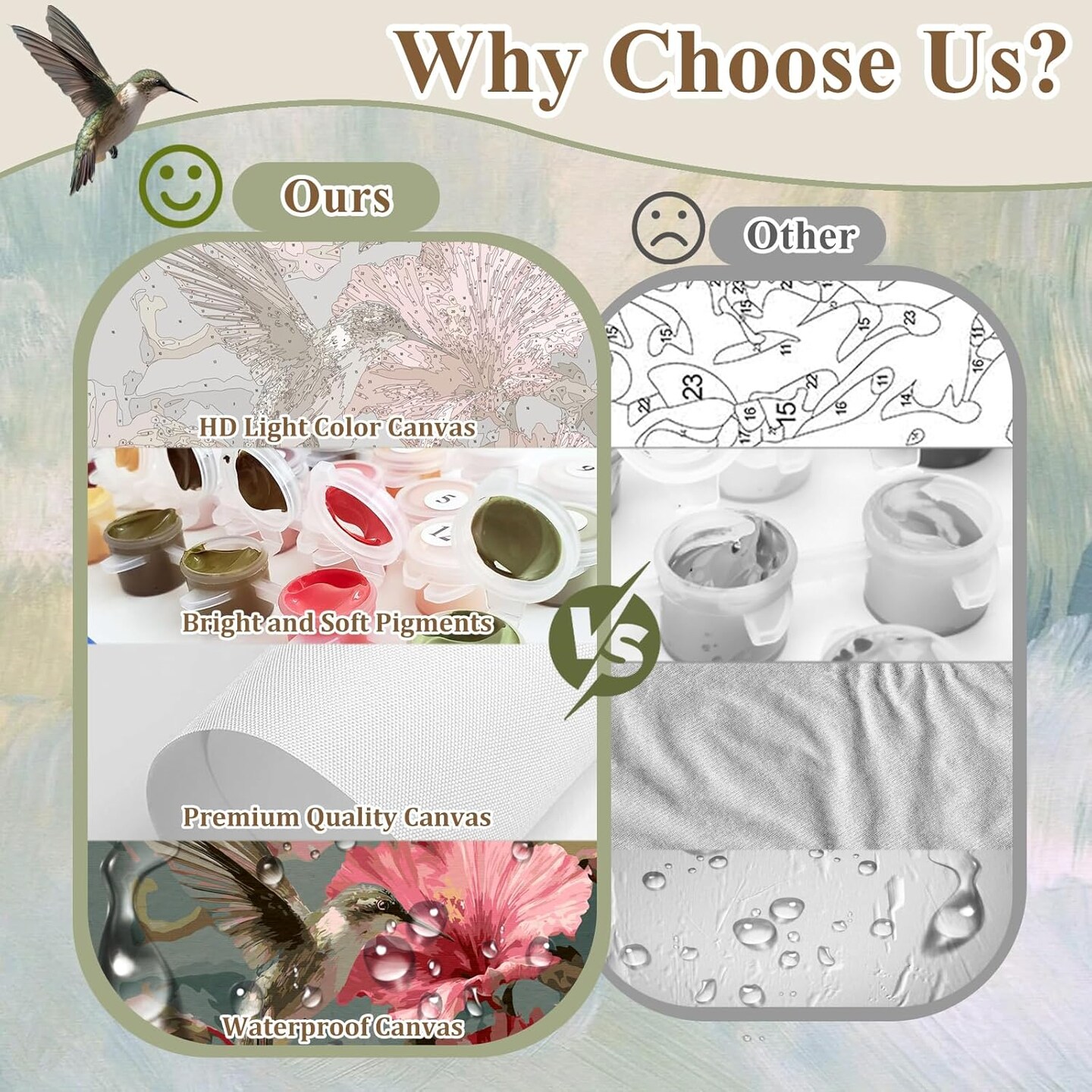 Paint By Numbers Hummingbird & Flowers Kit for Adults Beginners – 16x20 Inch DIY Acrylic Oil Painting Set, Nature Bird Wall Art Craft for Home Decor & Gift