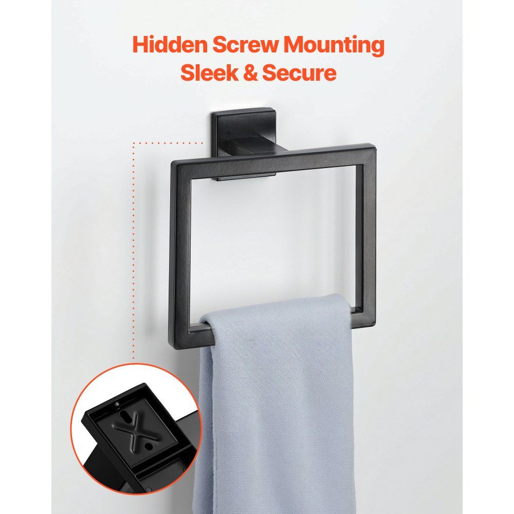 5 Piece Bathroom Accessories Set Matte Black Towel Bar Rack Toilet Paper Holder Hooks