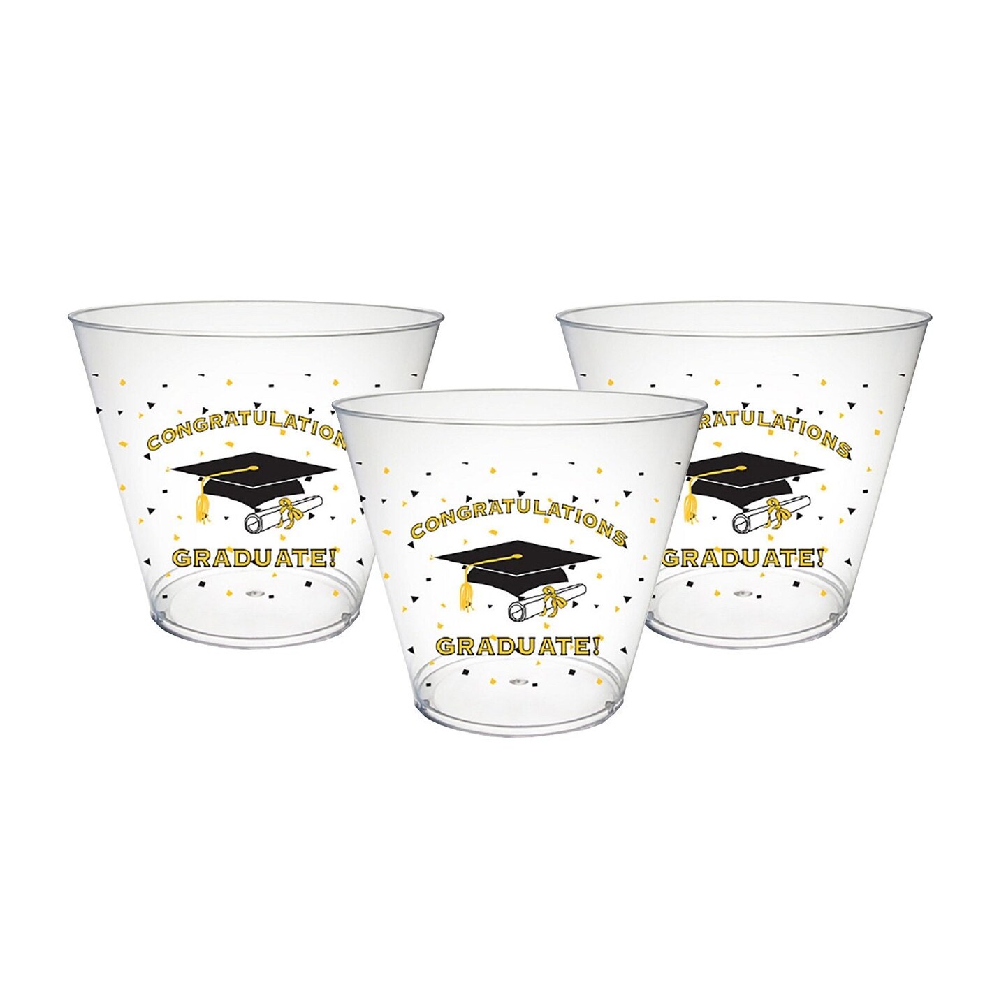 Party Essentials Plastic Printed Party Cups/Tumblers, Graduation, 20-Count,(Pack of 1)