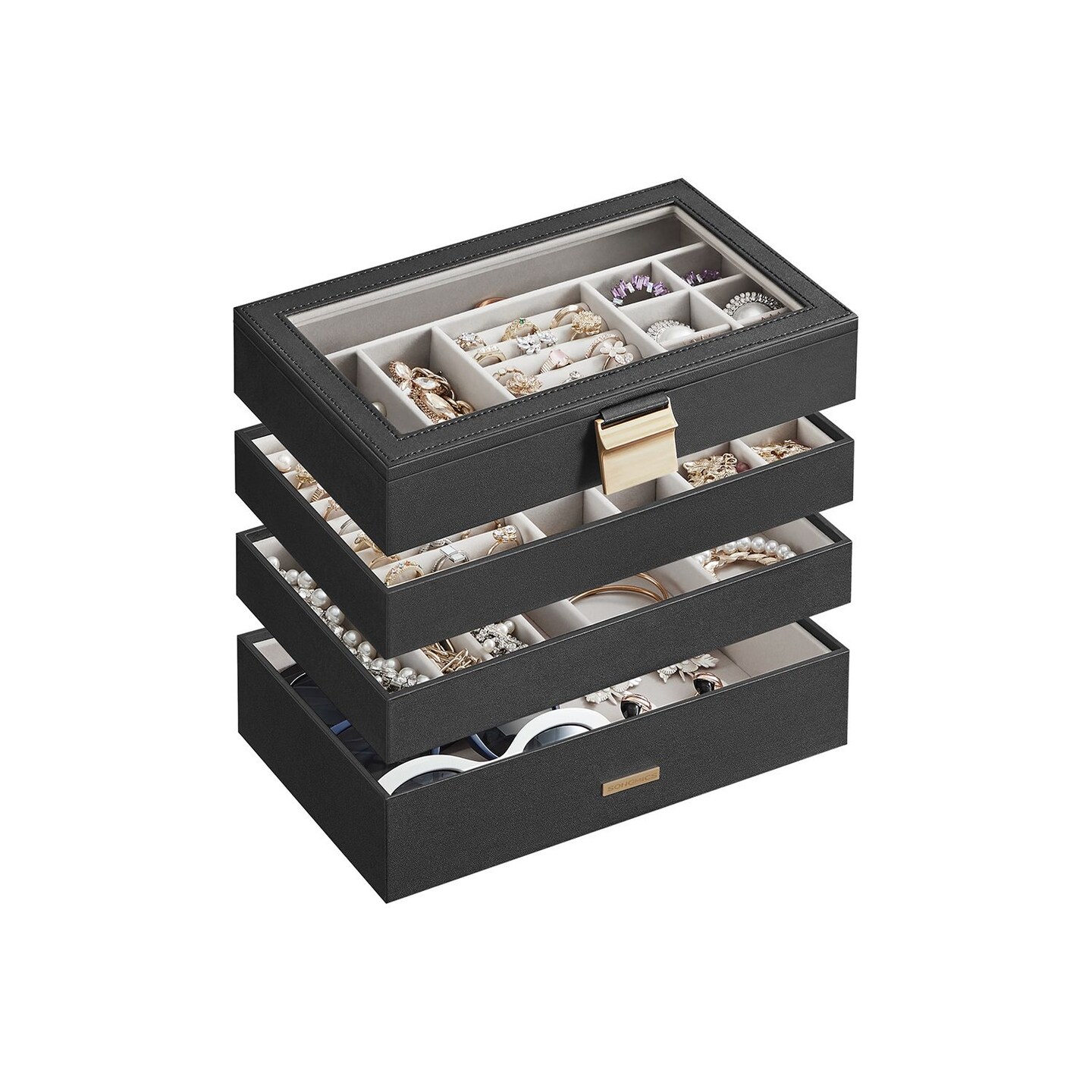 Multi-Layer Jewelry Drawer Organizer for Rings, Earrings, Necklaces, Bracelets & Watches – Compact Storage Box for Home, Closet & Vanity Organization