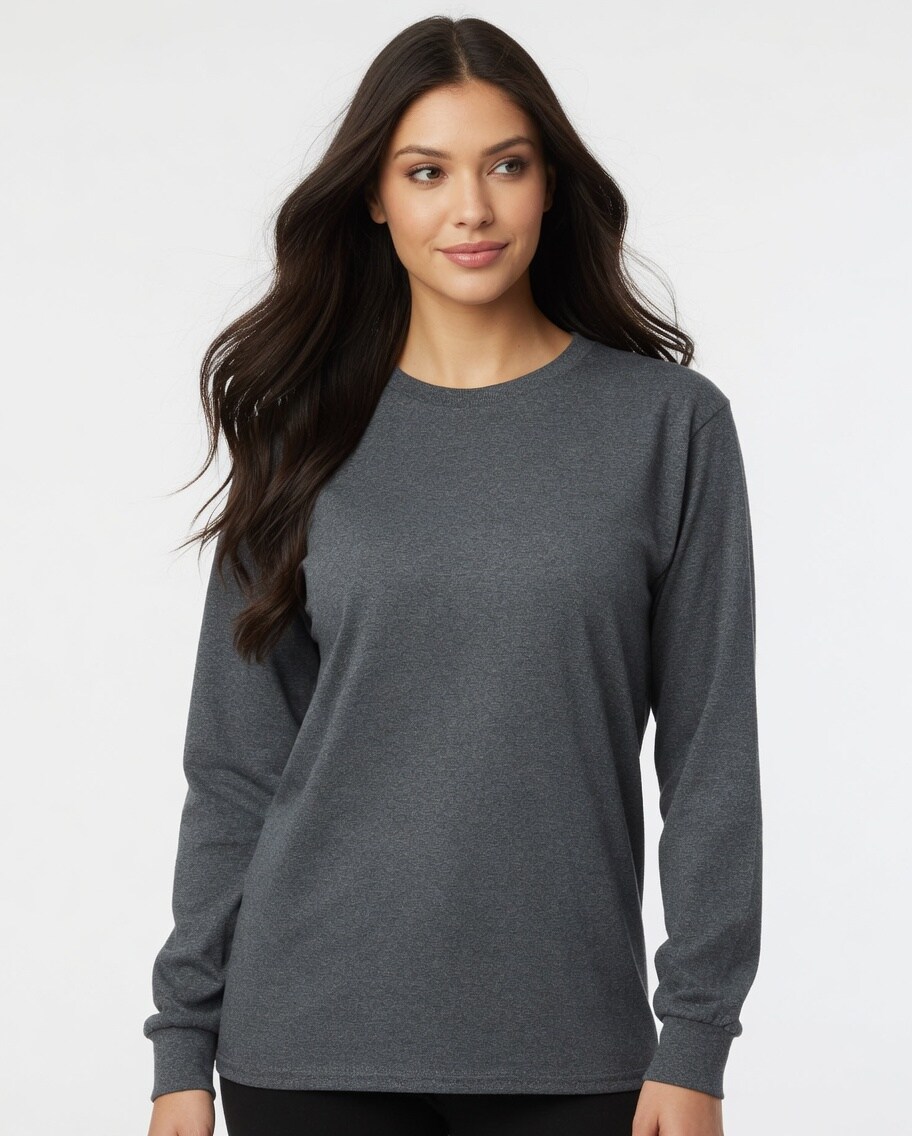 Gildan Heavy Cotton Long Sleeve Crewneck T-Shirt for Layering & Custom Printing 100% U.S. Cotton Tee