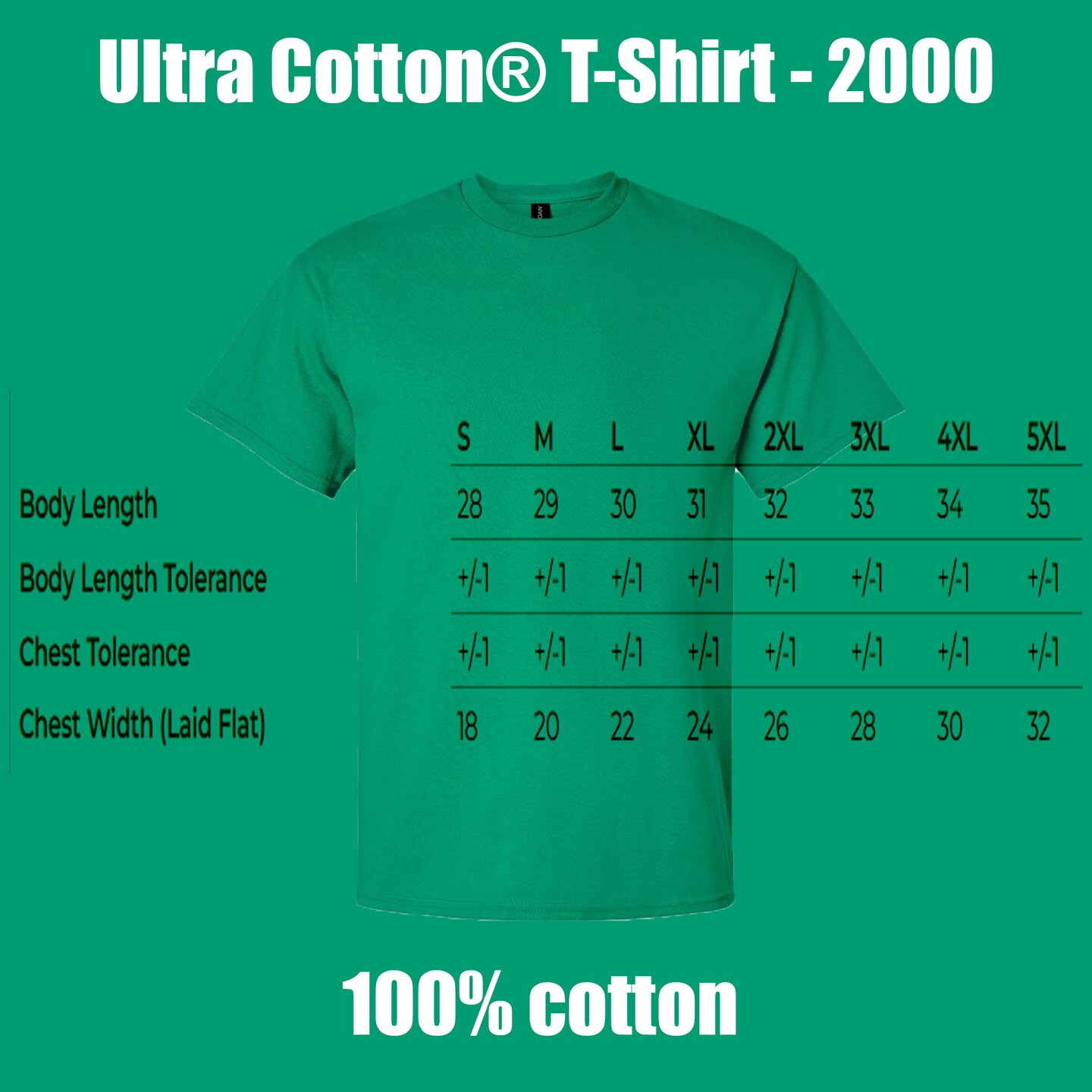 Gildan Men's Ultra Cotton Blank T-Shirt for Vinyl & HTV Projects, Kelly Crewneck Classic Fit Tee S-5XL