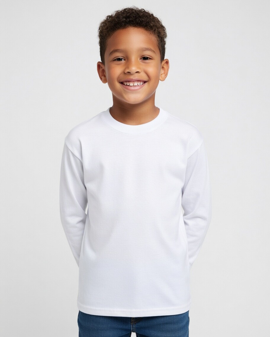 Gildan Heavy Cotton Youth Crew Neck Long Sleeve T-Shirt Kids Basic Tee for Everyday Wear