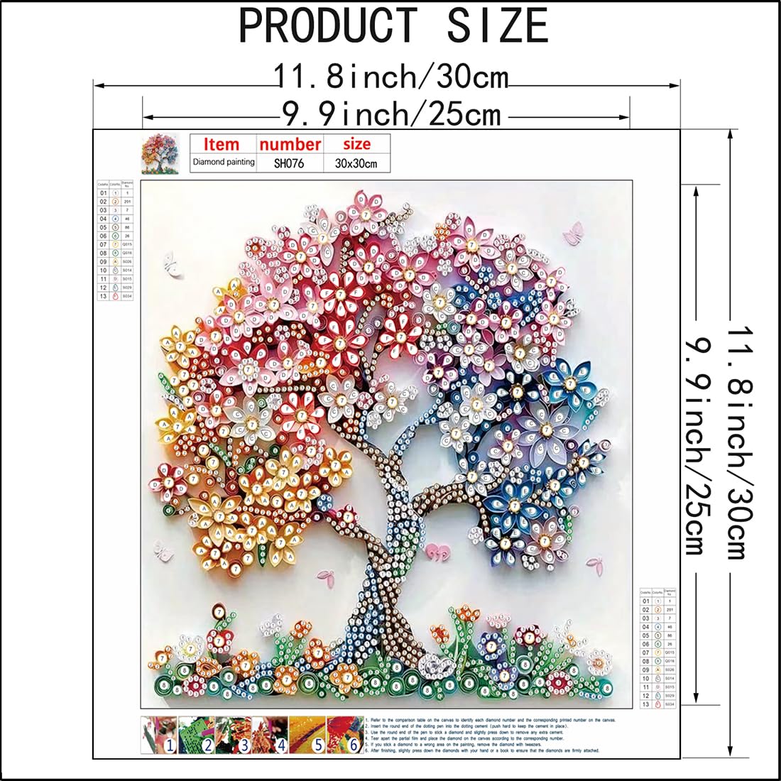 5D Diamond Art Kits for Adults Beginner,Colorful Flower Tree Diamond Painting Kits for Special Shape,DIY Full Drill Diamond Dots Gem Art for Home Wall Decor 12 X 12Inch