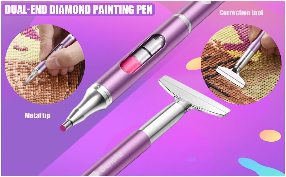 Diamond Art Painting Pen Refillable Wax Pen for Diamond Art Kit Accessories Self-Stick Drill Pens with Metal Correction Plate for 5D Craft DIY Nail - B18