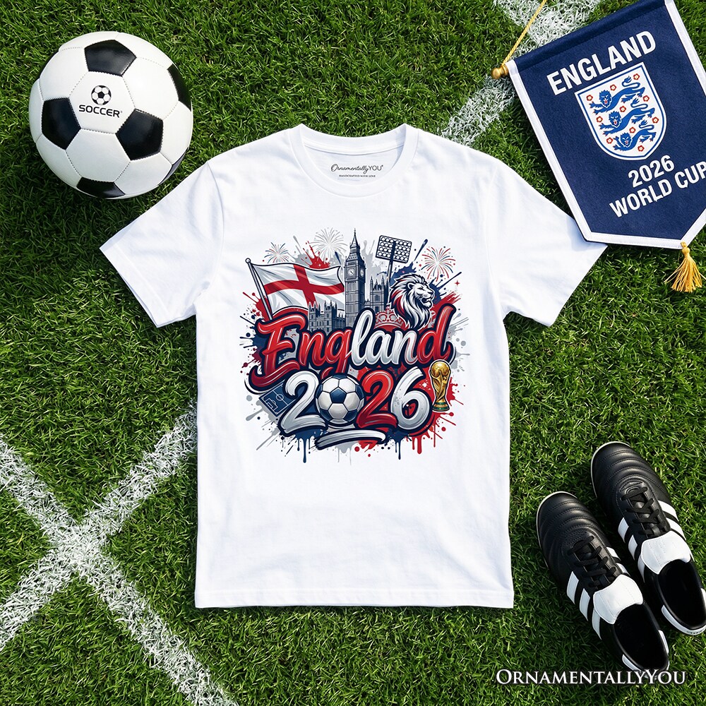 England 2026 FIFA World Cup Soccer T-Shirt, Fans Football Tee