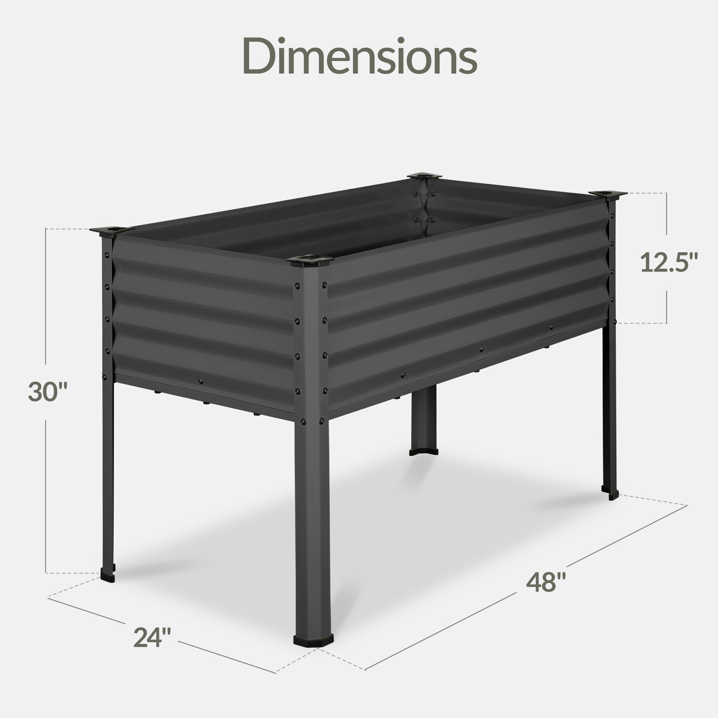 Best Choice Products 48x24x30in Elevated Galvanized Metal Garden Bed w/ Corner Protectors