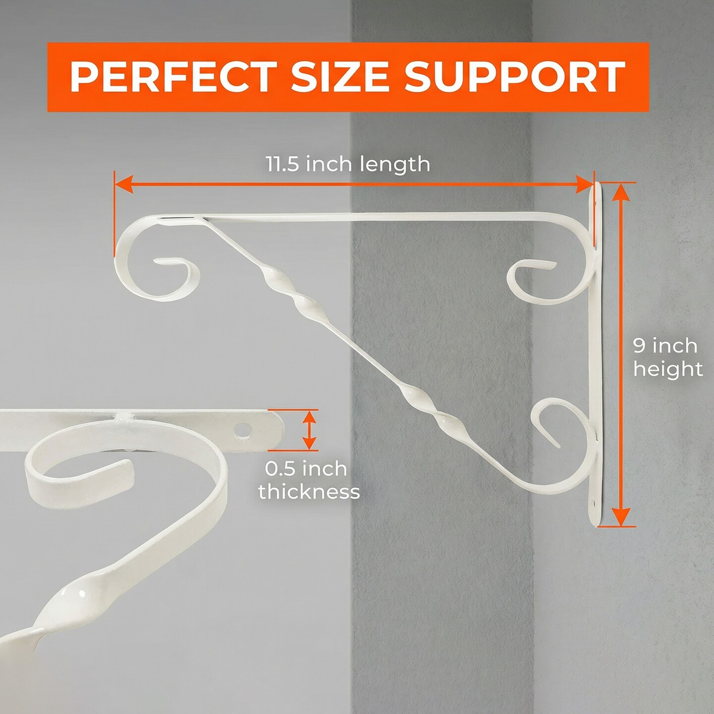 Scroll-Design Metal Wall Bracket for Hanging Accessories and Flowerpots for Indoor & Outdoor Use