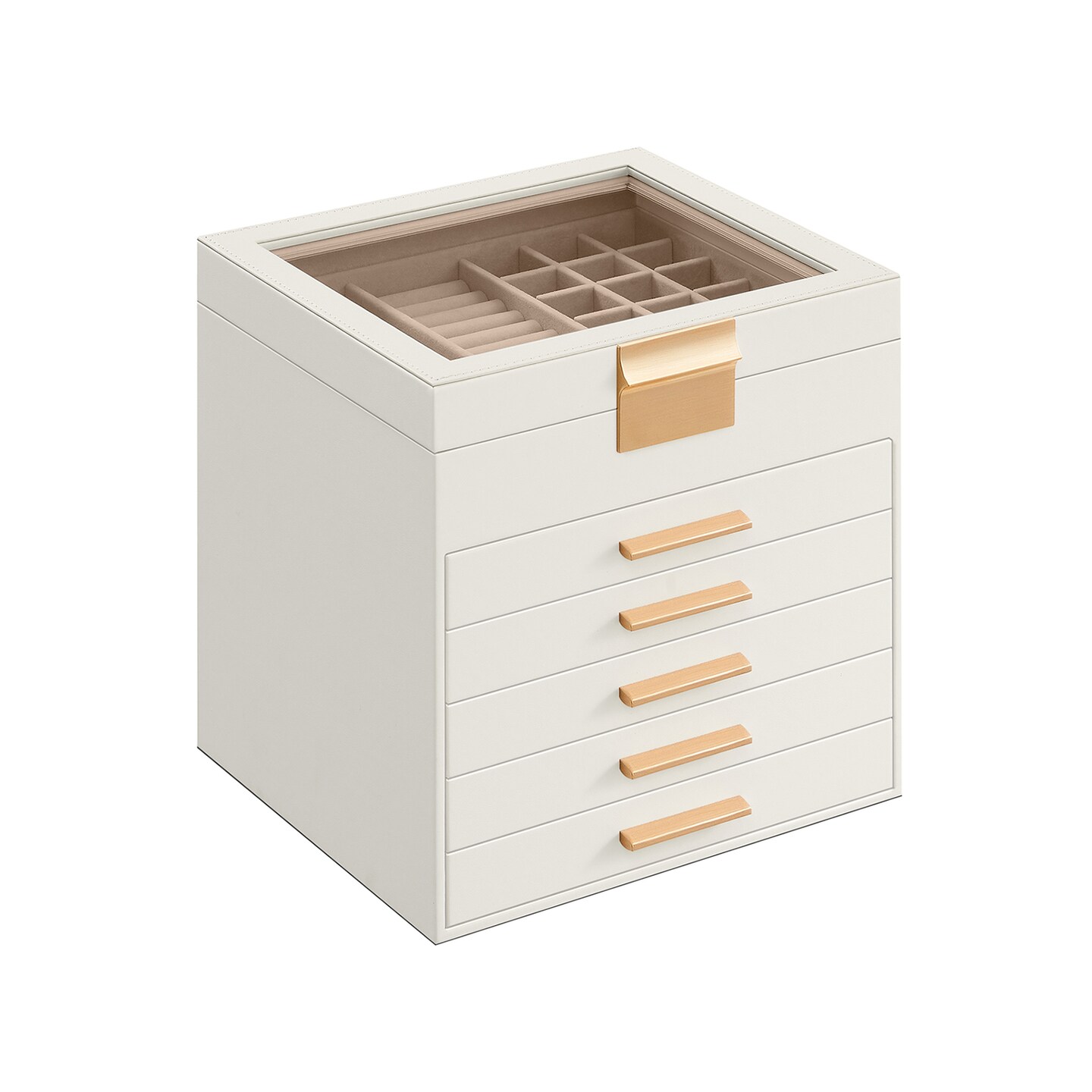 Compact Vertical Jewelry Storage Box for Rings, Necklaces, Bracelets, Earrings & Accessories Organizer with Multi-Layer Space-Saving Design