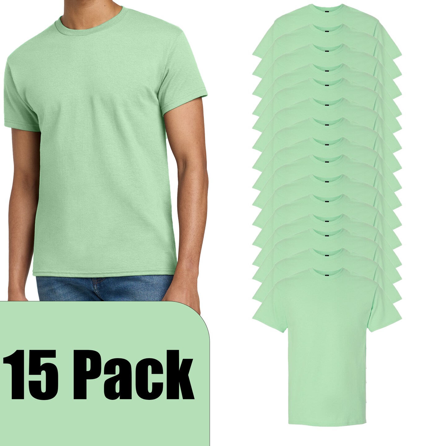 Gildan Unisex Short Sleeve T-Shirt Blanks for Crafting, Mint Green Crewneck Tee