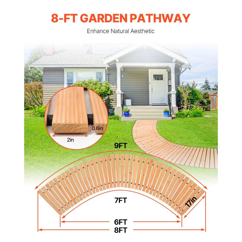 Cedar Wood Garden Pathway Roll Out Walkway Mat 96 Inch Non Slip Outdoor Path