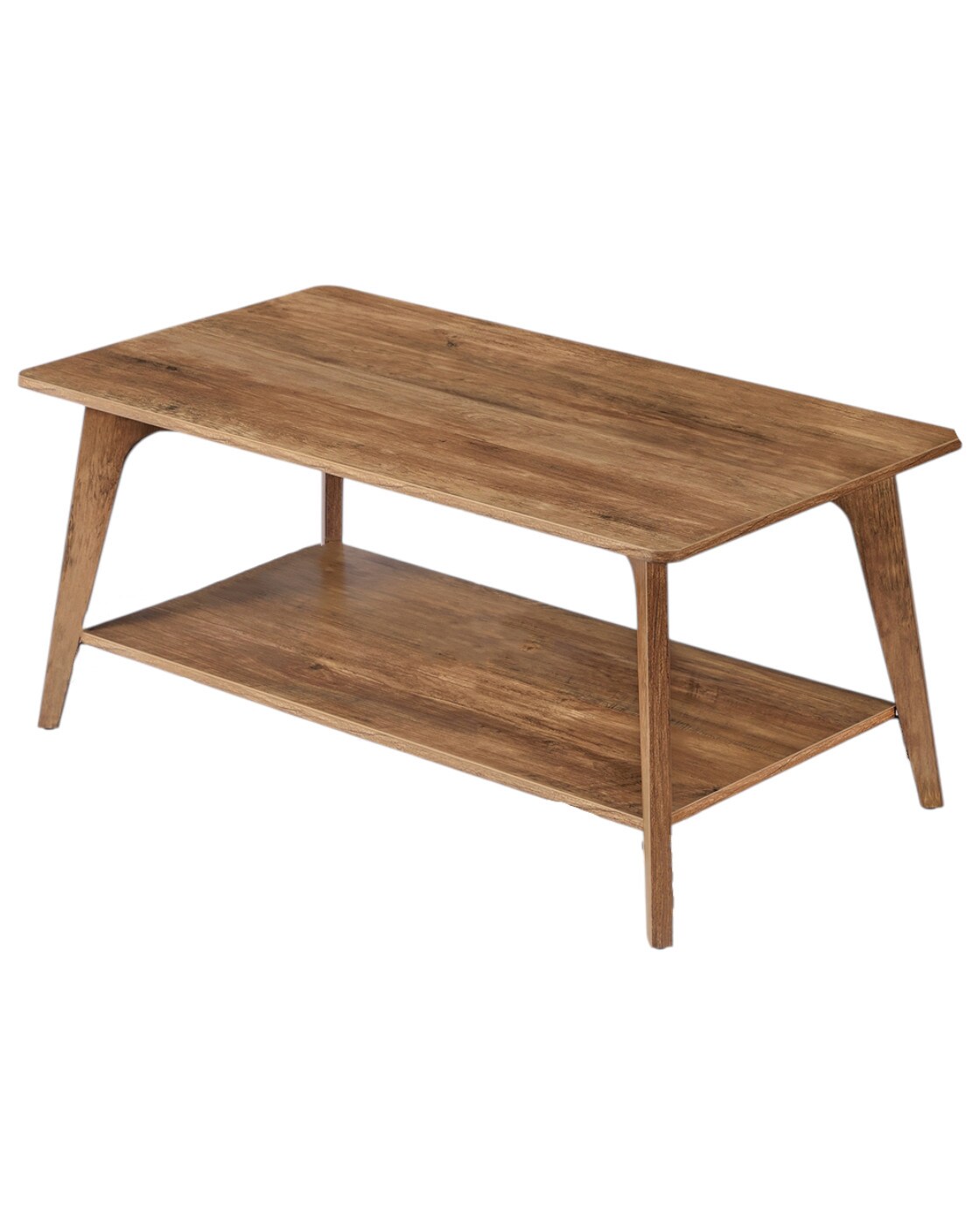 Honey Brown 2 Tier Coffee Table Storage Center Table Rectangular ...