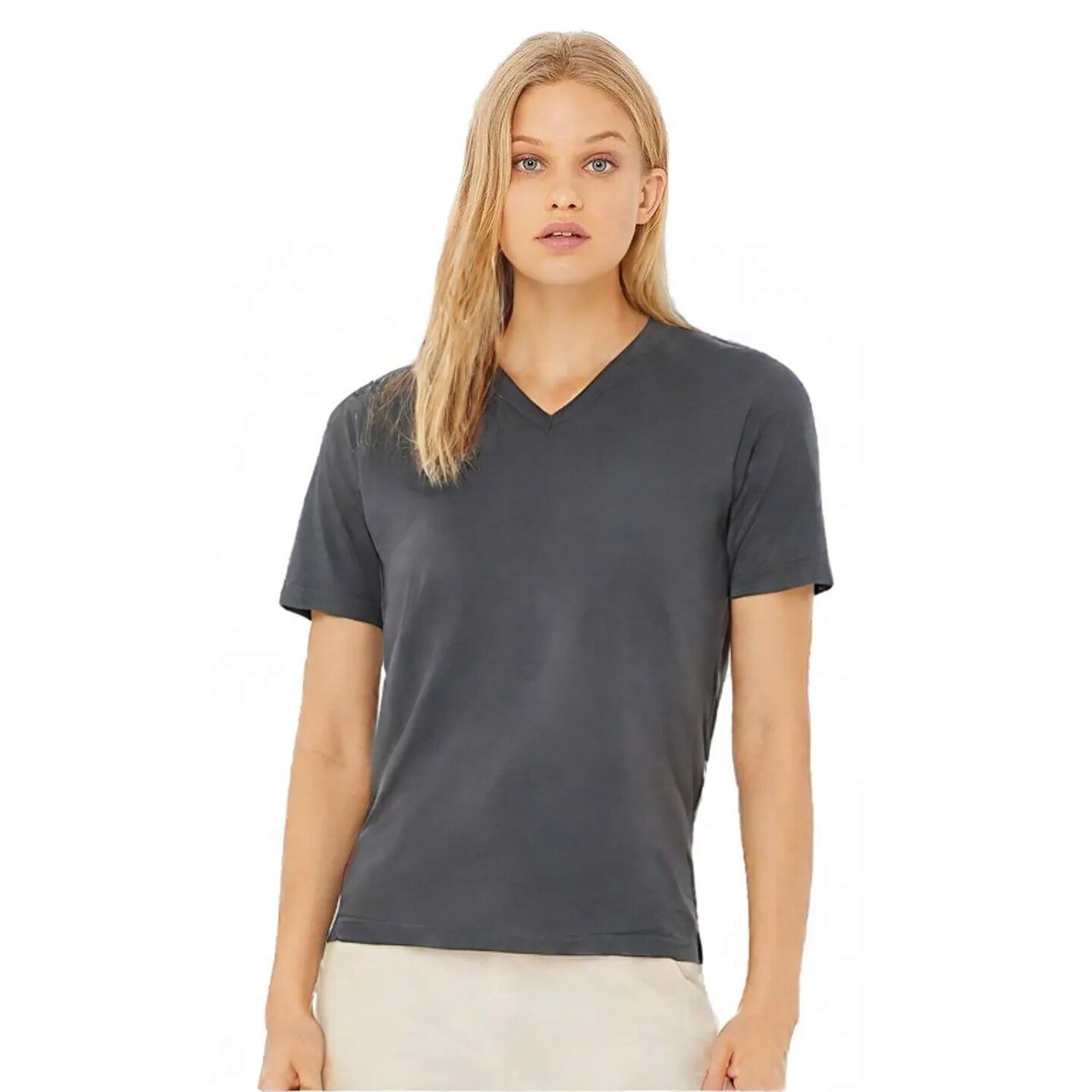 BELLA + CANVAS Unisex Jersey V-Neck Tee Lightweight Airlume Cotton Retail Fit Everyday Casual Shirt