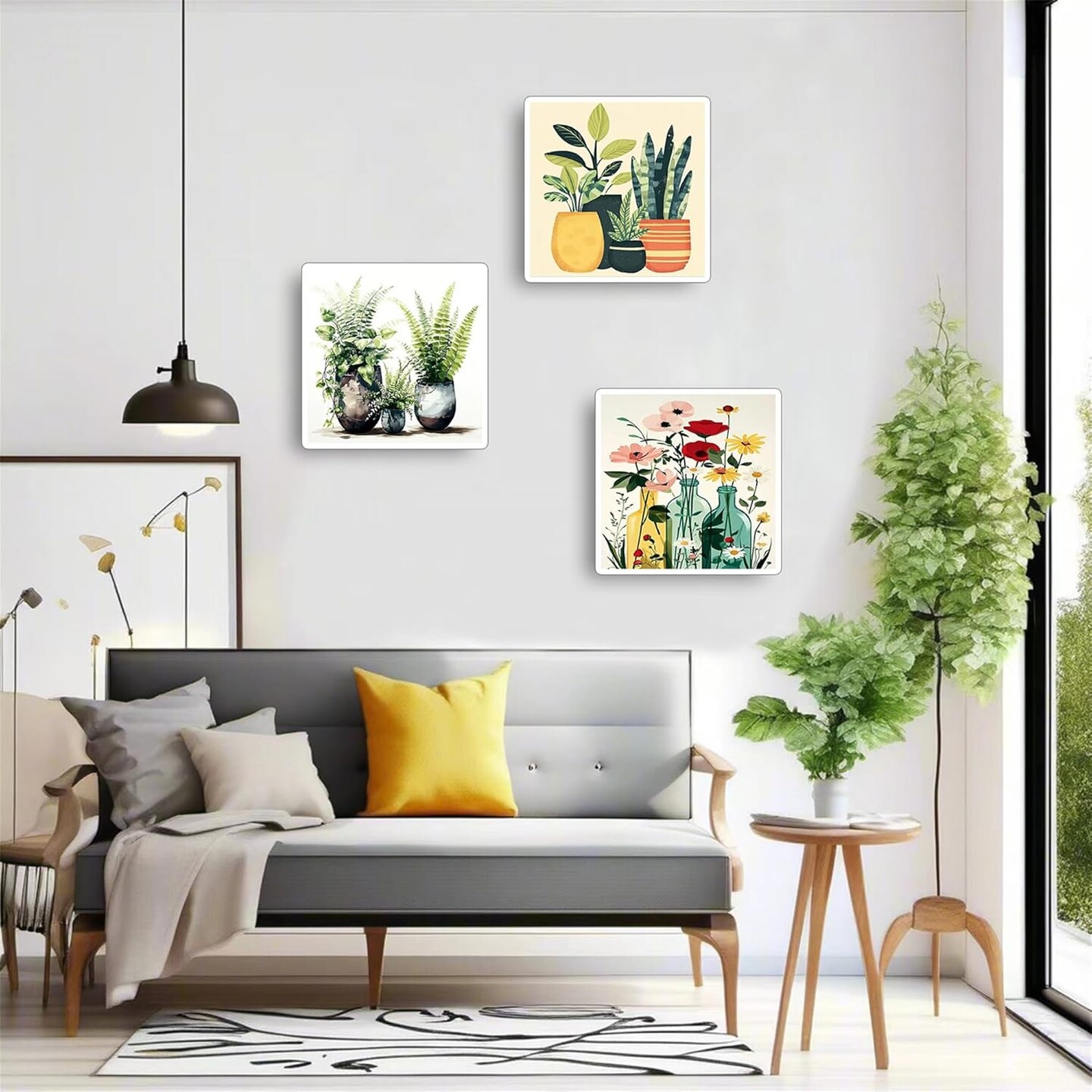 Paint By Numbers Potted Plants Kit for Adults Beginners – 3 Pack Wooden Framed DIY Acrylic Canvas Painting Set, Easy Green Botanical Wall Art Crafts for Home Decor & Gift