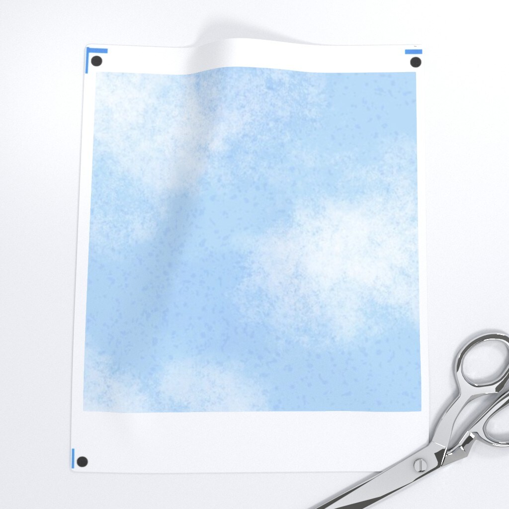 Blue Sky Whimsical Pattern Simple Clouds Nature Earthy Custom Printed Fabric by Spoonflower Various Fabrics by the Yard or Fat Quarter