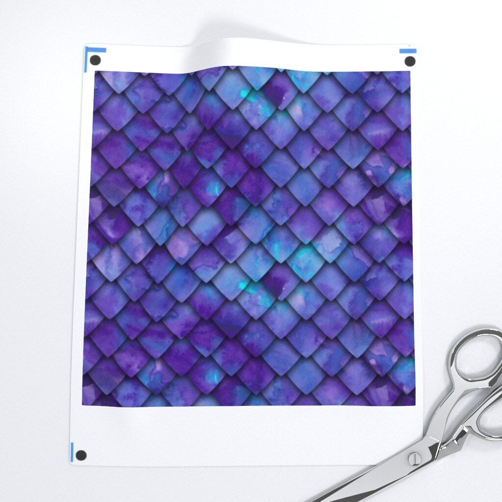 Dragon Scales Purple Scale Mermaid Blue Custom Printed Fabric by Spoonflower Various Fabrics by the Yard or Fat Quarter