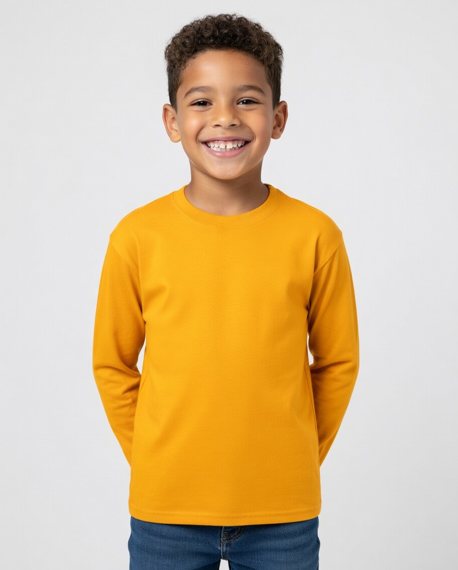 Gildan Heavy Cotton Youth Crewneck Long Sleeve T-Shirt – Kids Everyday Basic Tee for Comfort