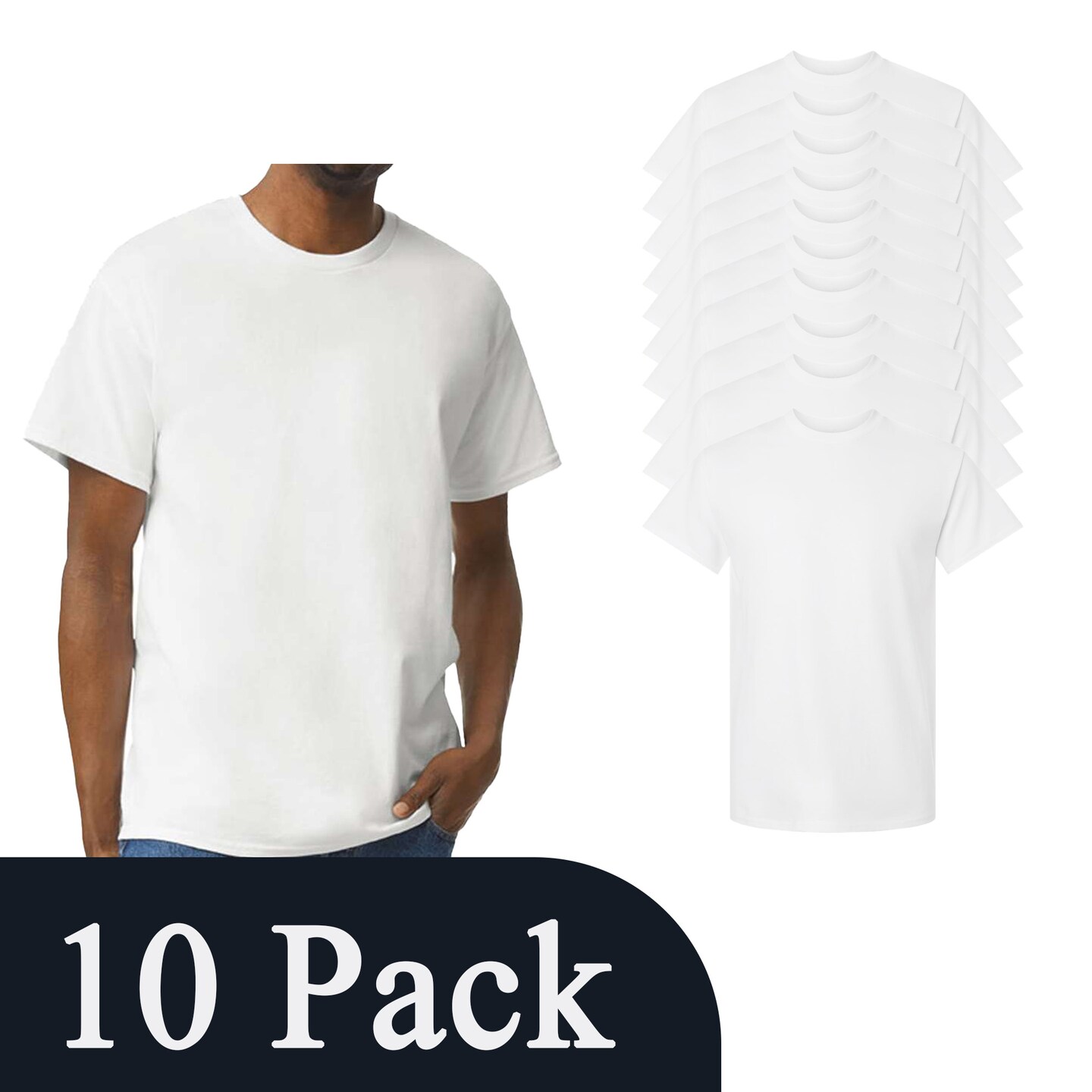 Gildan White Ultra Cotton Short Sleeve T-Shirt Bundle for Cricut, Heat Transfer & Custom Printing