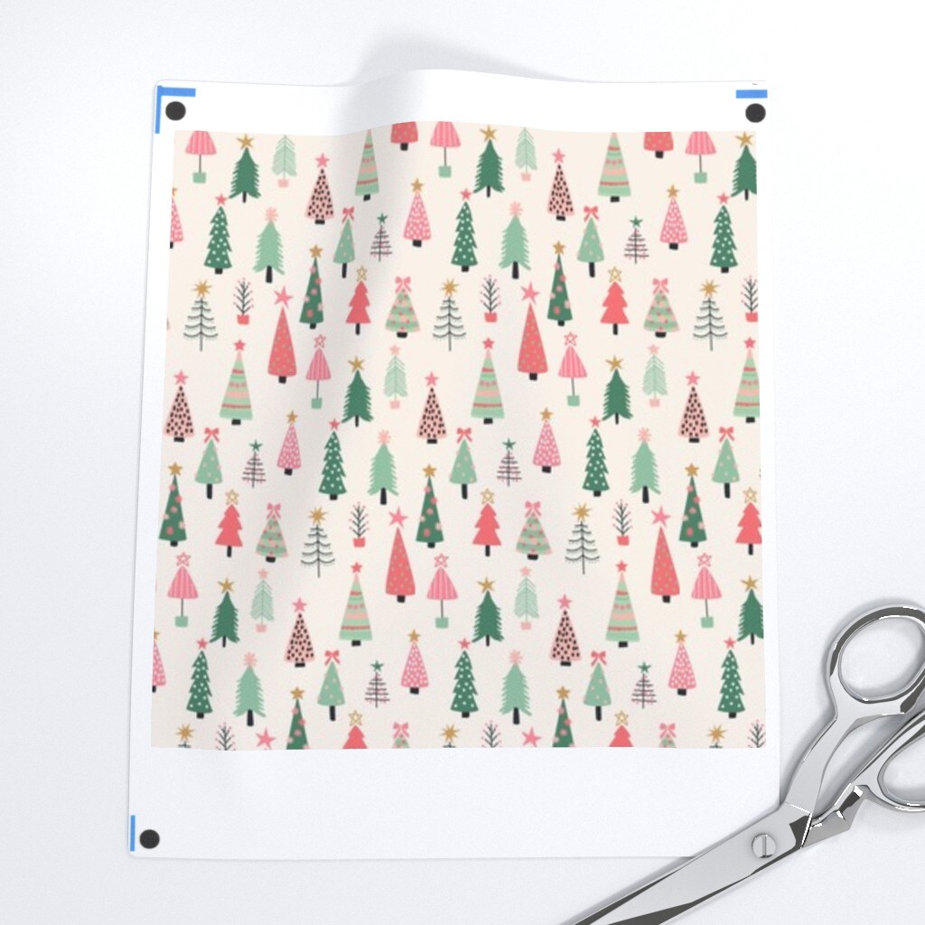 All Christmas Trees Mini Tree Holiday Pink Green Custom Printed Fabric by Spoonflower Various Fabrics by the Yard or Fat Quarter