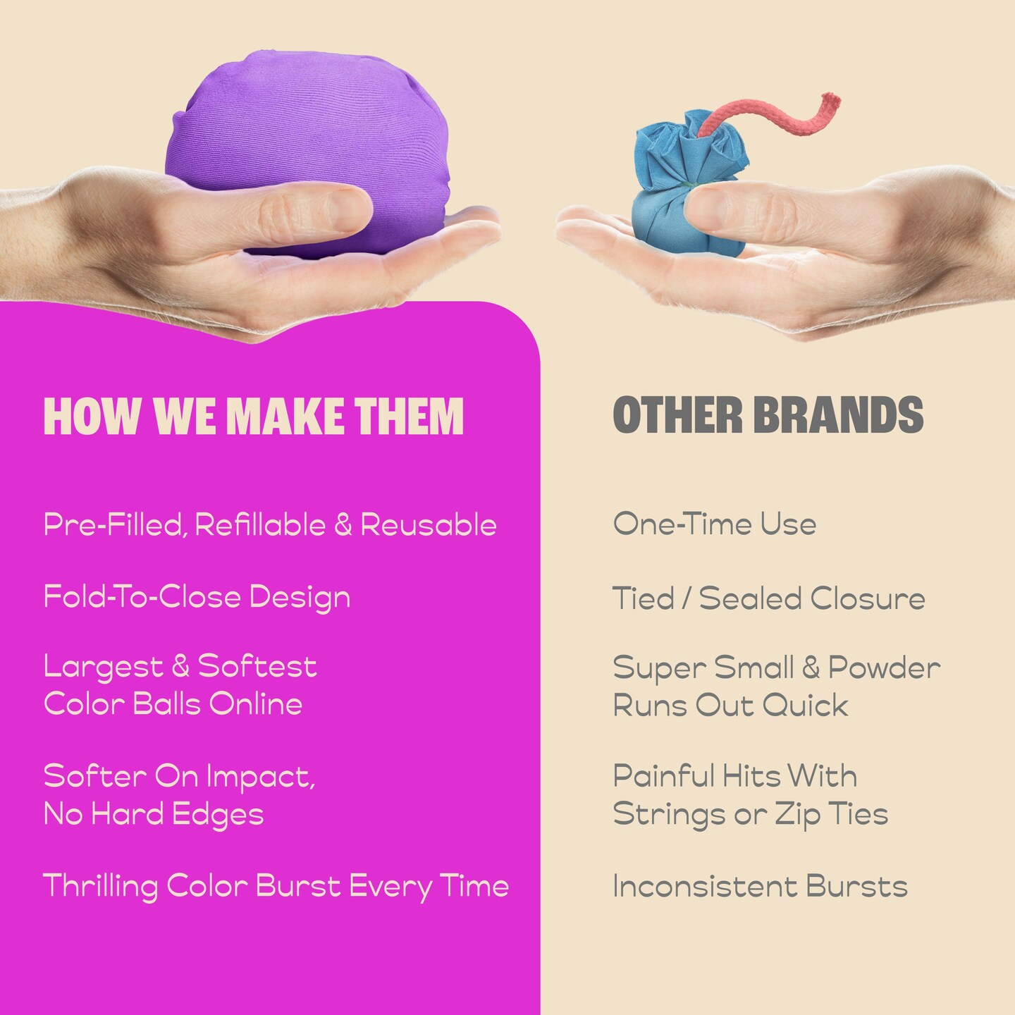 Color Powder Balls | 10 Colors | 10 Balls for Color Wars and Parties