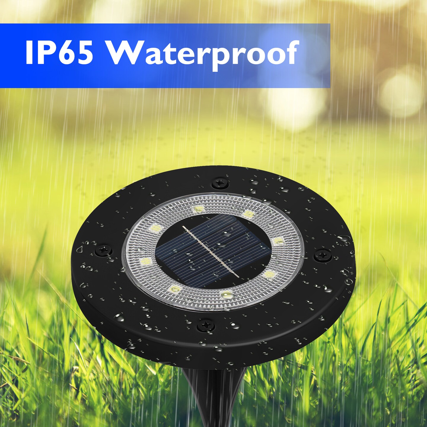 8 Pack Solar Ground Lights, 8 LED Warm White IP65 Waterproof In-Ground Outdoor Lights for Garden