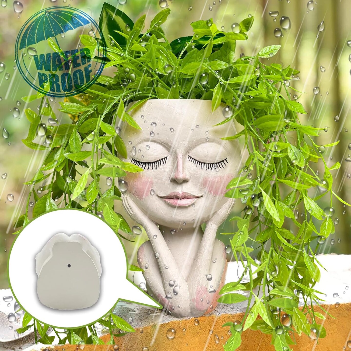 Face Planter Pot Cute Head Succulent Planter with Drainage Indoor Outdoor Decor