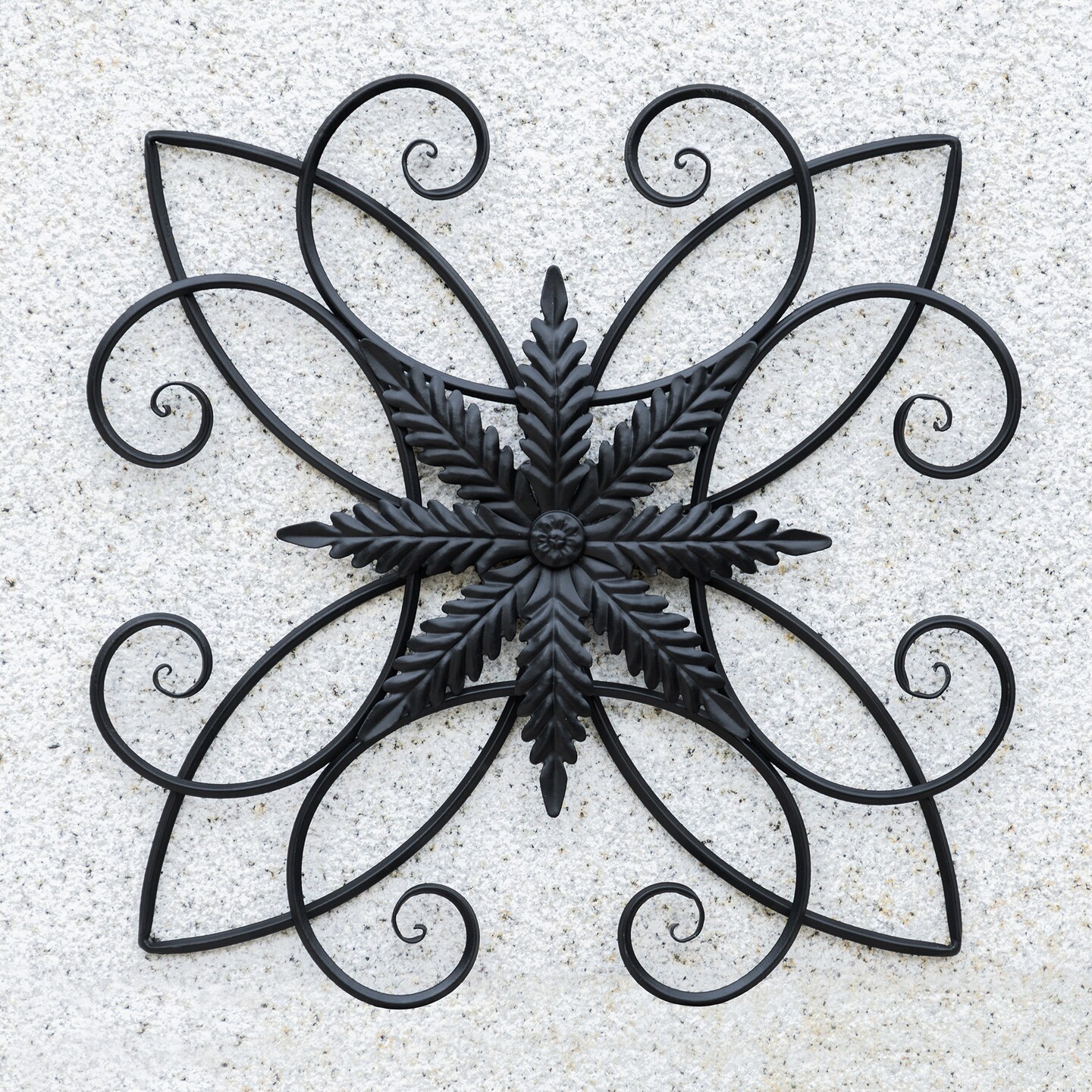 Set of 2 20"L Traditional Clematis Pattern Iron Scroll Outdoor Wall Decor