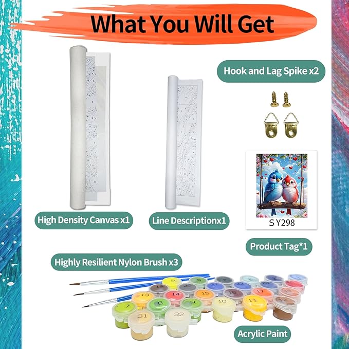 Paint by Number for Adult Kits, DIY Birds Oil Acrylic Painting Kits for Adults Beginners on Canvas for Home Wall Decor Gifts 16x20 inch/40X50CM (No Frame)