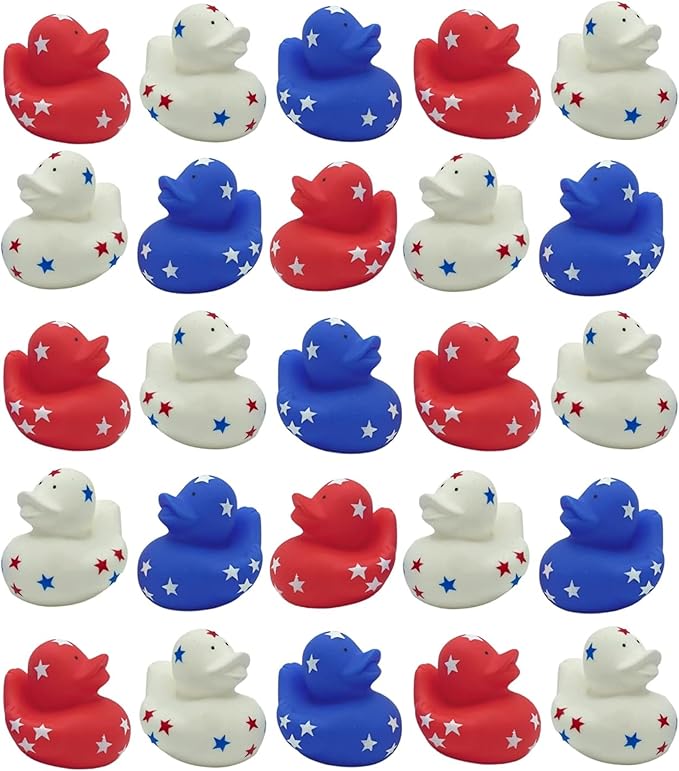 Patriotic Rubber Ducks (24 Pack) Bulk 2" - 4th of July Party Favors, Patriotic Party Supplies Gifts toys for Kids Adults Fourth of July, Jeep Ducking